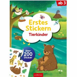 Erstes Stickern  Tierkinder 200 Sticker, Softcover, 40 Seiten, illustriertvon Sarah Dietz,, ab 3 Jahren,