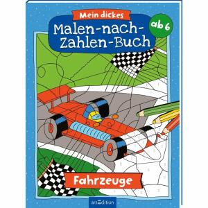 Mein dickes Malen nach  Zahlen Buch Fahrzeuge, Softcover, 80 Seiten, Illustration von, Petra Theissen, ab 6 Jahren,, Ars Edition