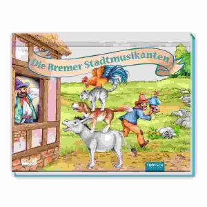 Mini Pop-up-Buch Bremer  Stadtmusikanten, 10 Seiten, Hardcover, ab 3 Jahren, Trötsch Verlag