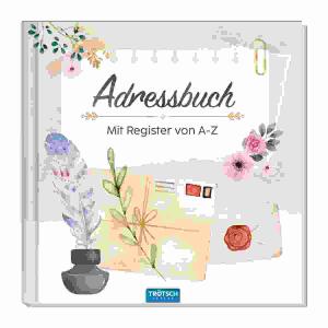 Adressbuch Brief und  Feder 15x15cm, mit Register von A-Z, 144 Seiten, Trötsch Verlag