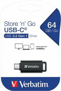 Speicherstick, USB 3.2, 64 GB, StorenGo, USB-C, (R) 100MB/s, (W) 20MB/s, schwarz