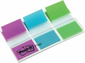Post-it Index OTG Spender mit 3 x 20 Index in lila, blau, grün, Stück = Etui mit 3 farbigen Index