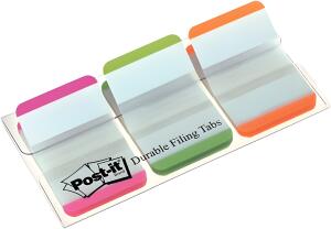 Post-it Index strong 25,4 x 38 mm, sortiert, 3 x 22 Streifen,