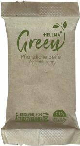 Green pflanzliche Seife HELLMA, 12g, Seife zur Hautreinigung von Händen und Körper, einzeln verpackt