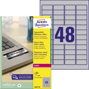 AVERY Zweckform Typenschild-Etikett en, 45,7 x 21,2mm, silber (72060091