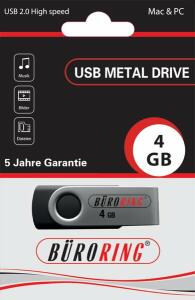Speicherstick, USB 2.0 mit drehbarer Metall-Abdeckung Kapazität: 4 GB