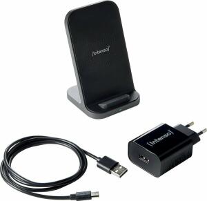 Wireless Charger BSA2, mit Standfuß, Induktive Ladestation zum Aufladen von Smartphones inkl. Schnellladenetzteil, schwarz