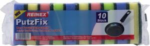 Scheuerschwamm Putzfix, 10er Pack, mit rauer und weicher Schwammseite, farblich sortiert