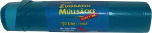 Zugband Müllsäcke, 120 Liter, extra stark 35 my, wasserdicht, extra reißfest, 1 Rolle = 10 Beutel
