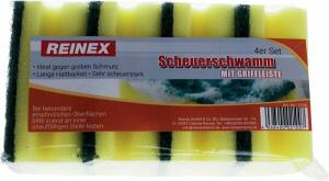 Scheuerschwamm, 4er Pack, mit rauer und weicher Schwammseite, Griffleiste
