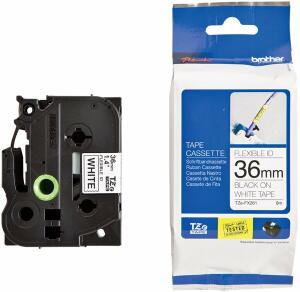 Schriftbandkassette, Flexi-Tape, TZe-FX261, 36 mm breit / 8 m lang, schwarz auf weiß, laminiert