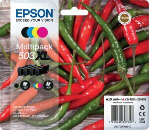 Tintenpatronen Multipack 503XL für XP-5200, WorkForce WF-2960DWF, Inhalt: 1x 9,2 ml schwarz, 3x 6,4 ml cyan, magenta, gelb, 1 Packung á 4 Stück