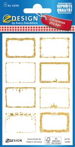 Weihnachtsetikett Rahmen weiß/gold
