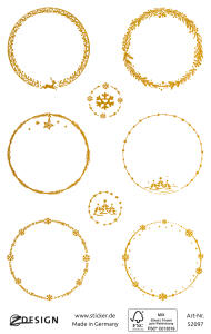 Weihnachtsetikett Kreise weiß/gold