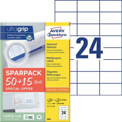 Universaletiketten 70x37 weiß