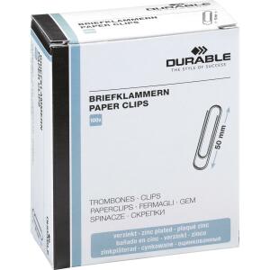 Durable Briefklammer 50mm vz 100St verzinkt rund glattes Material