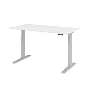 Schreibtisch elektr.höh weiß/sil