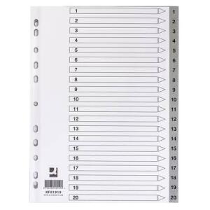 Ordnerregister 1-20 A4 PP grau