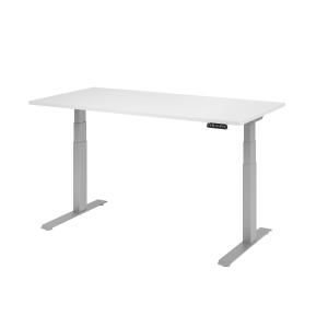 Schreibtisch elekt.höhenv. weiß/silber