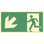 Schild Notausgang links abwärts