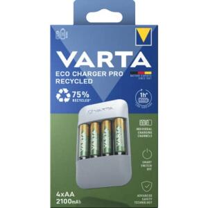Ladegerät Akku +4x AA grau/grün
