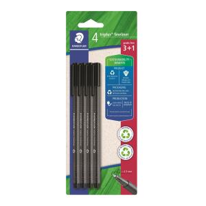 Staedtler Fineliner triplus schwarz 4St BK