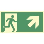 Schild Notausgang rechts aufwärts