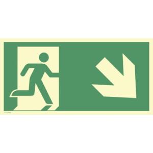 Schild Notausgang rechts abwärts