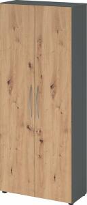 Flügeltürenschrank Graphit/Asteiche