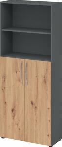 Flügeltürenschrank Graphit/Asteiche