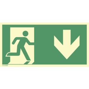 Schild Notausgang rechts Pfeil unten