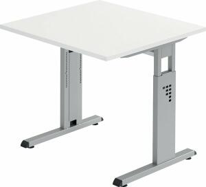 Schreibtisch 80x80 Weiß/Silber