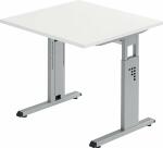 Schreibtisch 80x80 Weiß/Silber