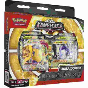 Pokémon Liga Kampfdeck  Miraidon-ex, 1 sofort spielbares Deck mit 60 Karten,, 6 Schadensmarken-Würfel, 1 Münzwurf-Würfel,, 2 Marken für Spezielle Zustände, 1 Deckbox, 1 Zubehörbox,, 1 Strategieanleitung,, 1 Code-Karte für Pokémon-Sammelkartenspiel-Live,,