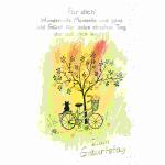 Geburtstagskarte Fahrrad  Katze Baum, Kurt Eulzer