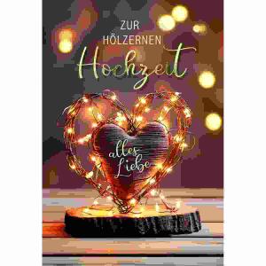 Grußkarte zur Hölzernen  Hochzeit/Herz
