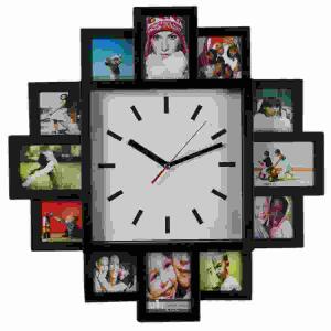 Wanduhr  mit 12 Bilderrahmen 21cm, 4 Fotos 7x9cm, 8 Fotos 7x6cm, excl. Batterien