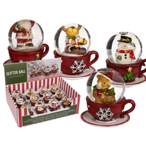 OOTB Schneekugel Weihnachtsfigur auf Sockel
