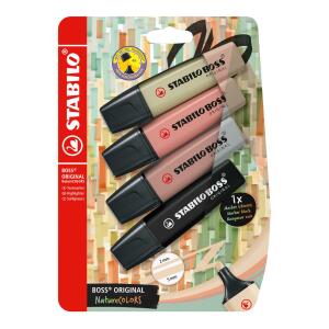 STABILO BOSS ORIGINAL NatureCOLORS 4er Blister (schlammgrün, umbra, siena, schwarz)