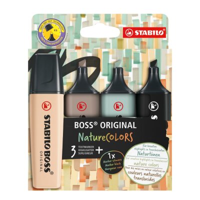 STABILO BOSS ORIGINAL NatureCOLORS 4er Etui (beige, warmgrau, grünerde, schwarz)