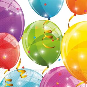 Serviette 33x33cm  Sparkling Balloons, 2-lagig, 20 Stück, Procos PROCOS