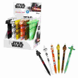 Stift radierbar  STAR WARS 6fach sortiert, die Silikonspitze am Schaftende ermöglicht vielfaches, Korrigieren und Überschreiben, Schreibfarbe blau,, Mine: 0,5 mm CADEJU GmbH