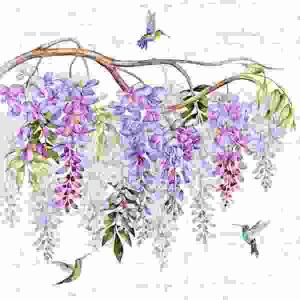 Serviette 33x33cm  Wisteria & Hummingbirds, 3-lagig, 20 Stück,, ti-flair; Jet JET PAPIER GMBH