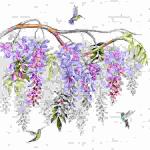 Serviette 33x33cm  Wisteria & Hummingbirds, 3-lagig,...