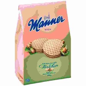 Manner Kakao-Haselnuss  Törtchen 400g, Rund-Waffelspezialität mit 2 Schichten feinster, Kakao-Haselnusscreme Iden-Berlin