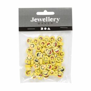Figurperlen Smiley  1,5x10mm 60er, mit vertikaler Öffnung für selbst gemachten Schmuck,, Creativ Company CREATIV COMPANY
