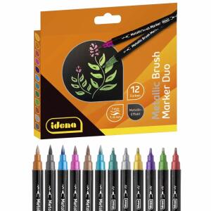 Idena Metallic Brush  Marker DUO 12 Farben, Fasermalerspitze und Pinselspitze IDENA
