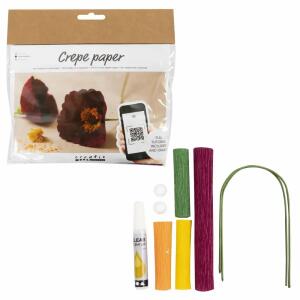 Mini Kreativ Set  Krepppapier Mohn 105g, Krepppapieranteil 180%, Krepppapier, Blumendraht,, Styropor-Kugeln, Kleber, inklusive Anleitung,, Creativ Company CREATIV COMPANY