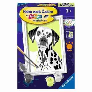 Malen nach Zahlen Serie F  Niedlicher Hund, mit farbigen Motivlinien,, inklusive Pinsel und 6 Acrylfarben, ab 7 Jahren,, Ravensburger RAVENSBURGER