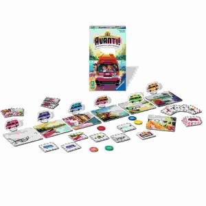 Kombinationsspiel Avanti!  6x Camper, 6x Reiseziele, 1x Heimatkarte, 19x Hinweiskarten,, 1x Avanti-Karte, 5 Spielerchips, 1x Anleitung, ab 6 Jahren,, Ravensburger RAVENSBURGER